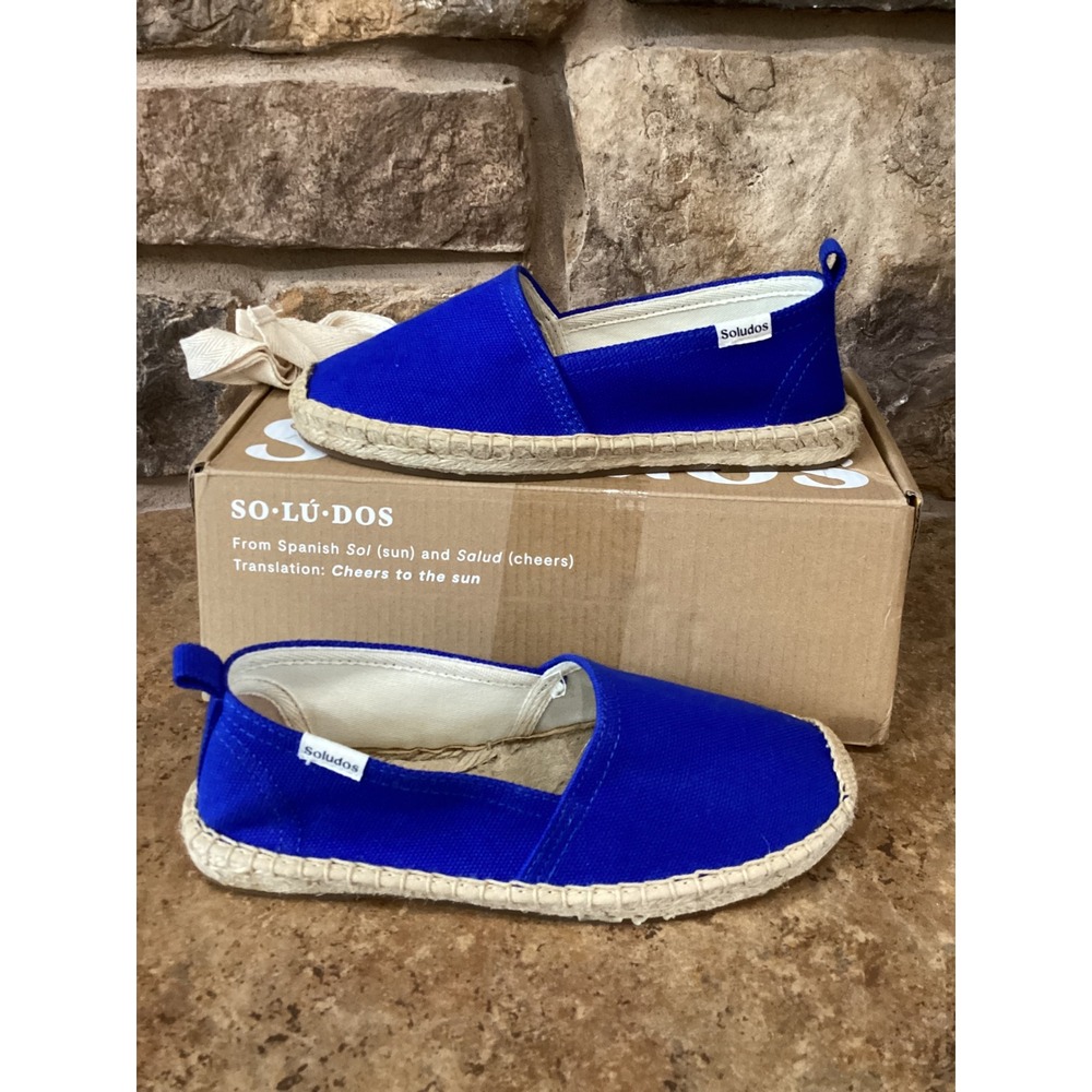 Soludos Original Espadrille Big Kids Size 1 French Blue Canvas Slip On Shoes New